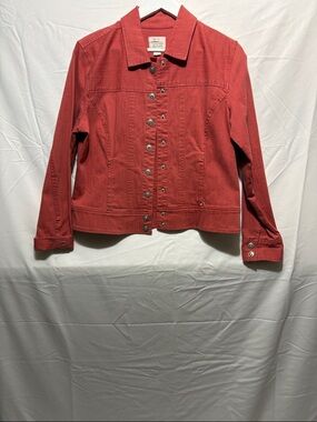 Christopher & Banks Coral Jean Jacket with Metal Buttons